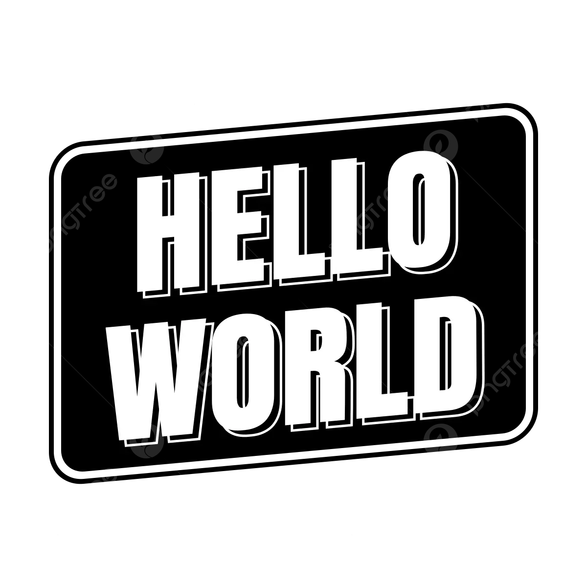 pngtree hello world black label vector png image 13489383