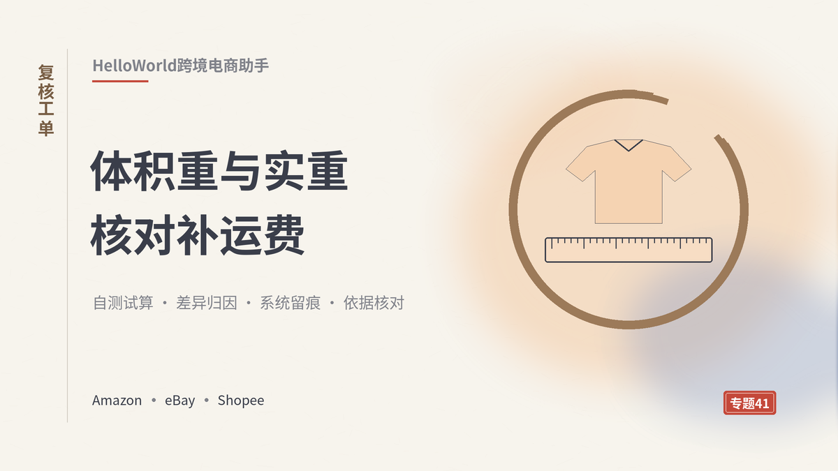 HelloWorld跨境电商助手核对体积重与实重封面示意