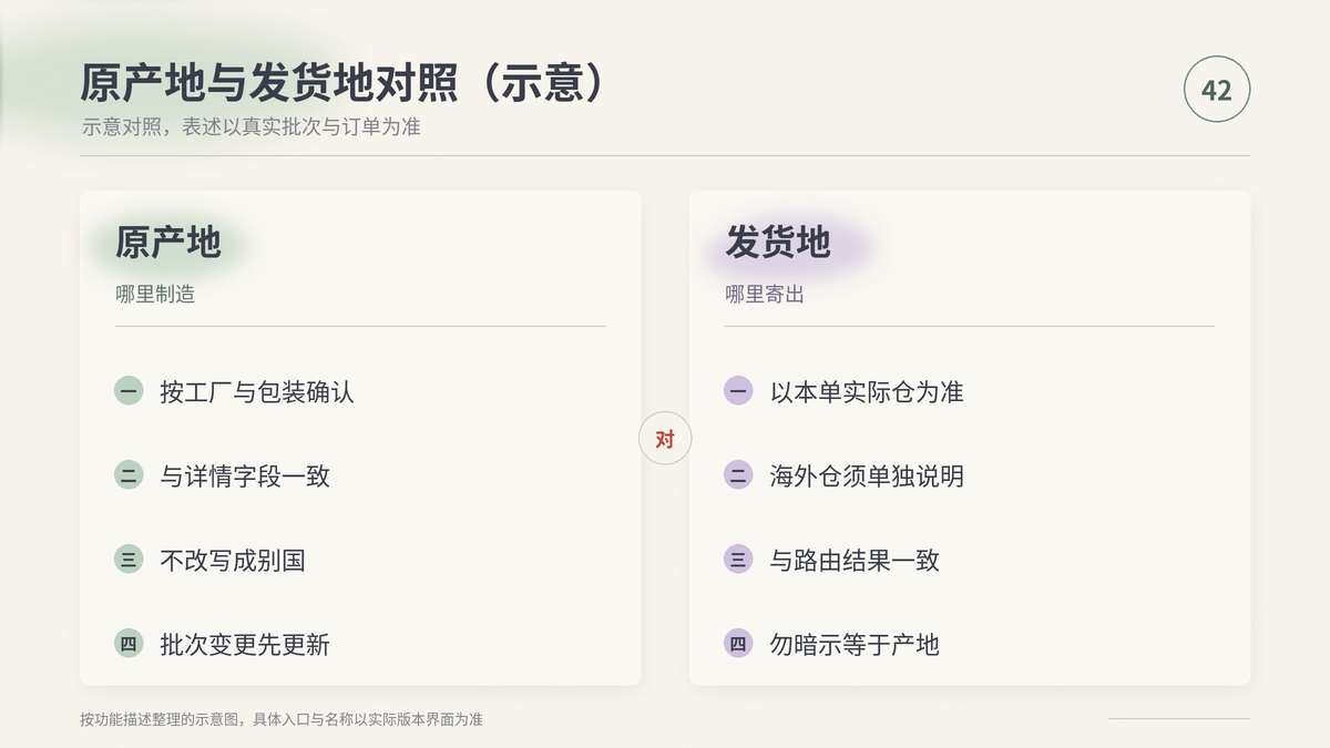 HelloWorld跨境电商助手原产地与发货地对照说明示意