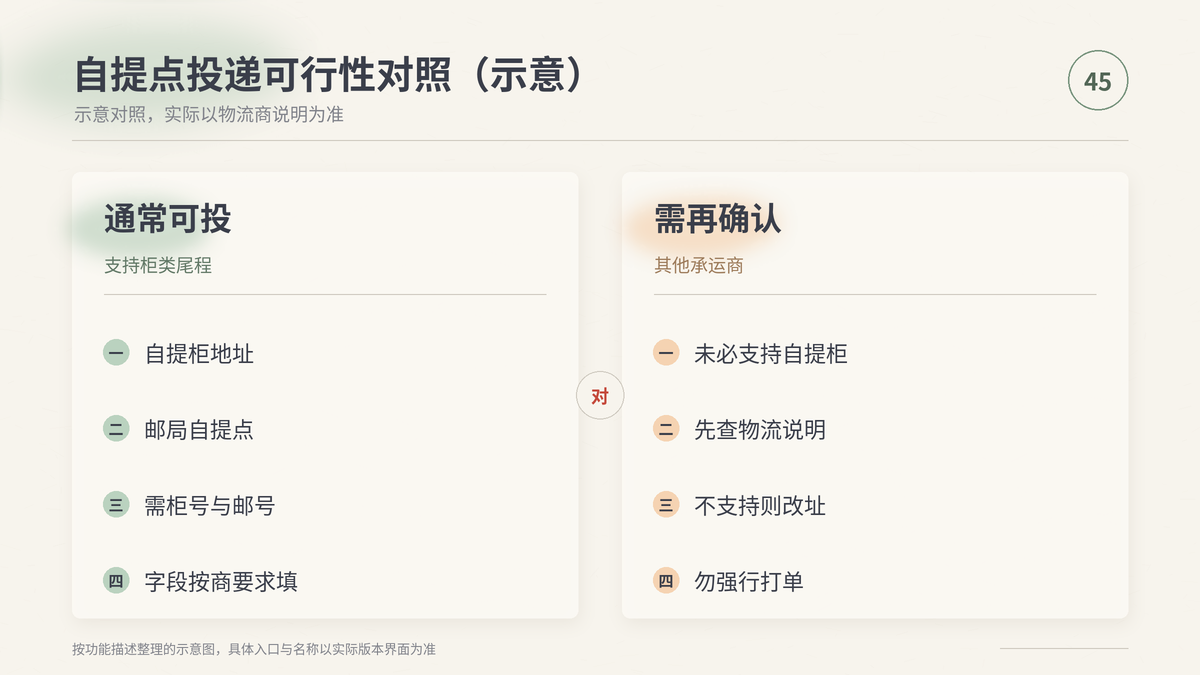 HelloWorld跨境电商助手自提点投递可行性对照示意