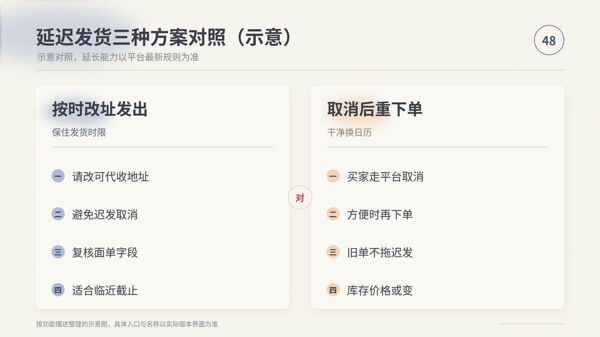 HelloWorld跨境电商助手延迟发货三种方案对照示意