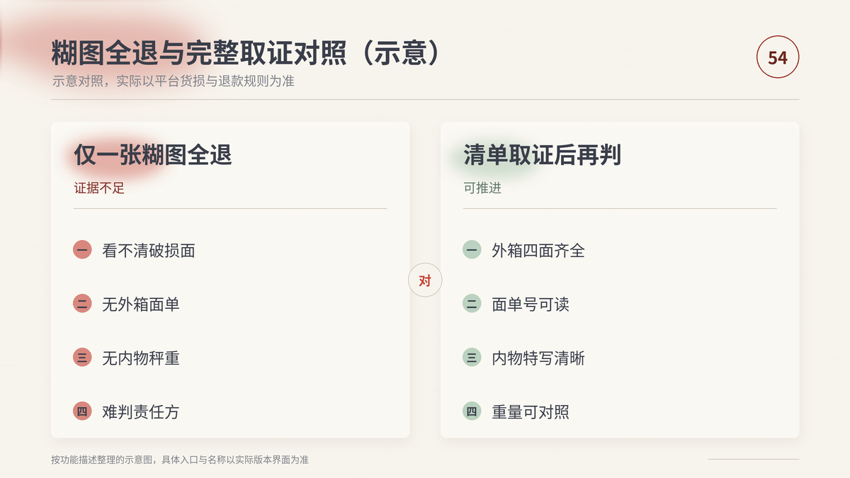 HelloWorld跨境电商助手糊图全退与完整取证对照示意