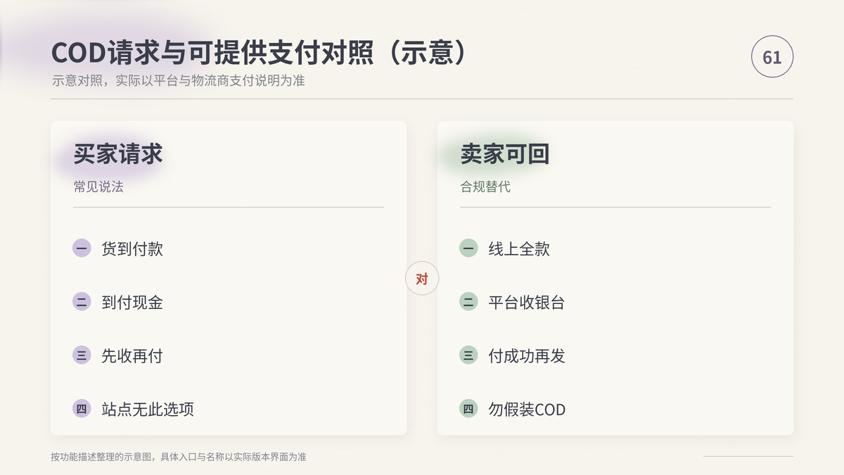 HelloWorld跨境电商助手COD请求与可提供支付对照示意