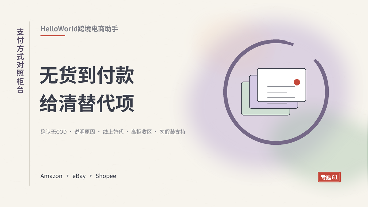 HelloWorld跨境电商助手支付方式对照柜台封面示意