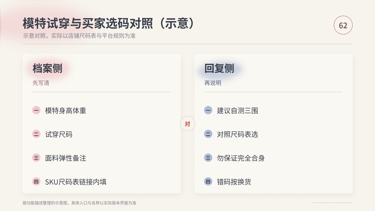 HelloWorld跨境电商助手模特试穿与买家选码对照示意