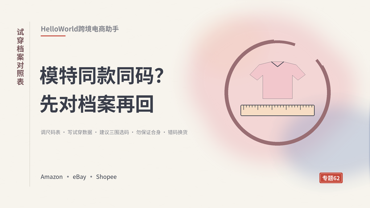 HelloWorld跨境电商助手试穿档案对照表封面示意