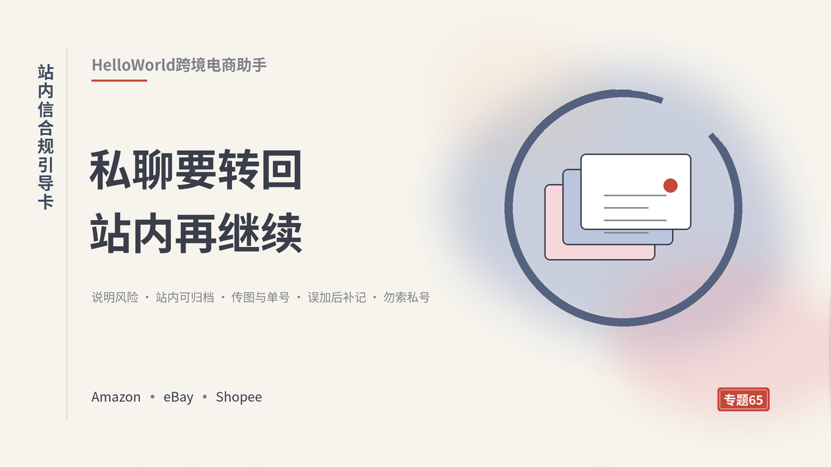 HelloWorld跨境电商助手站内信合规引导卡封面示意