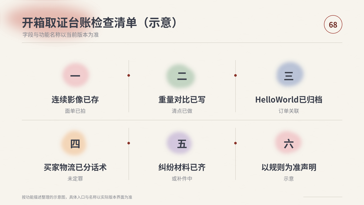 HelloWorld跨境电商助手退货少件空包追责检查清单示意