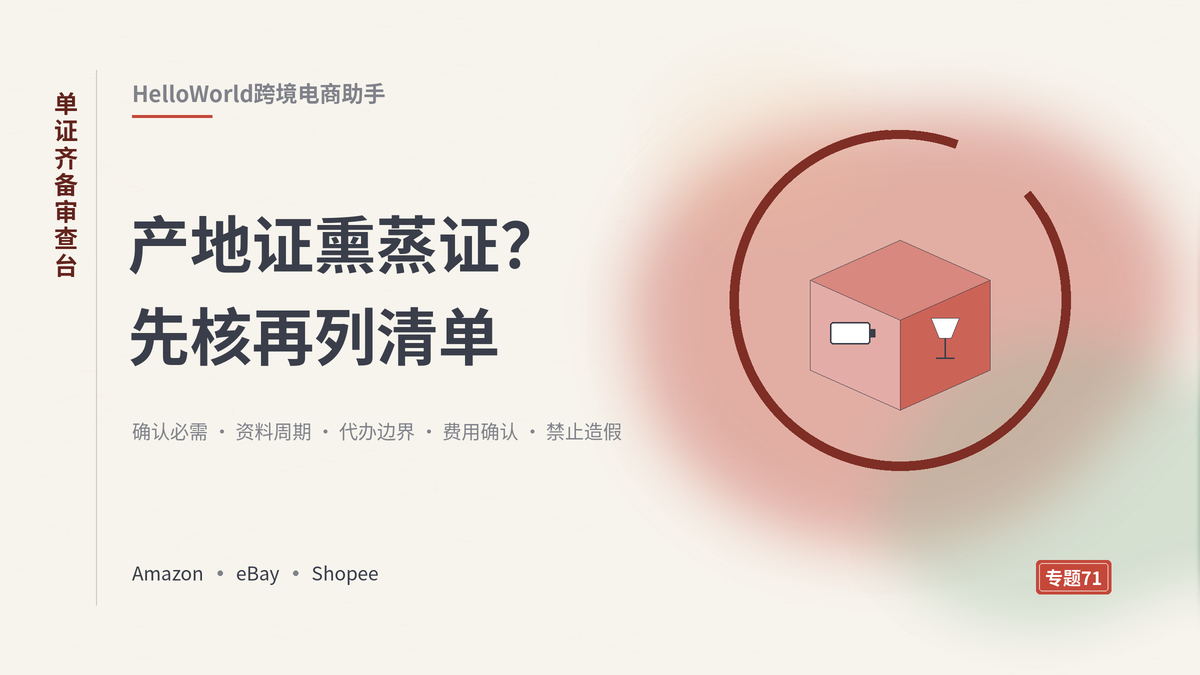 HelloWorld跨境电商助手单证齐备审查台封面示意