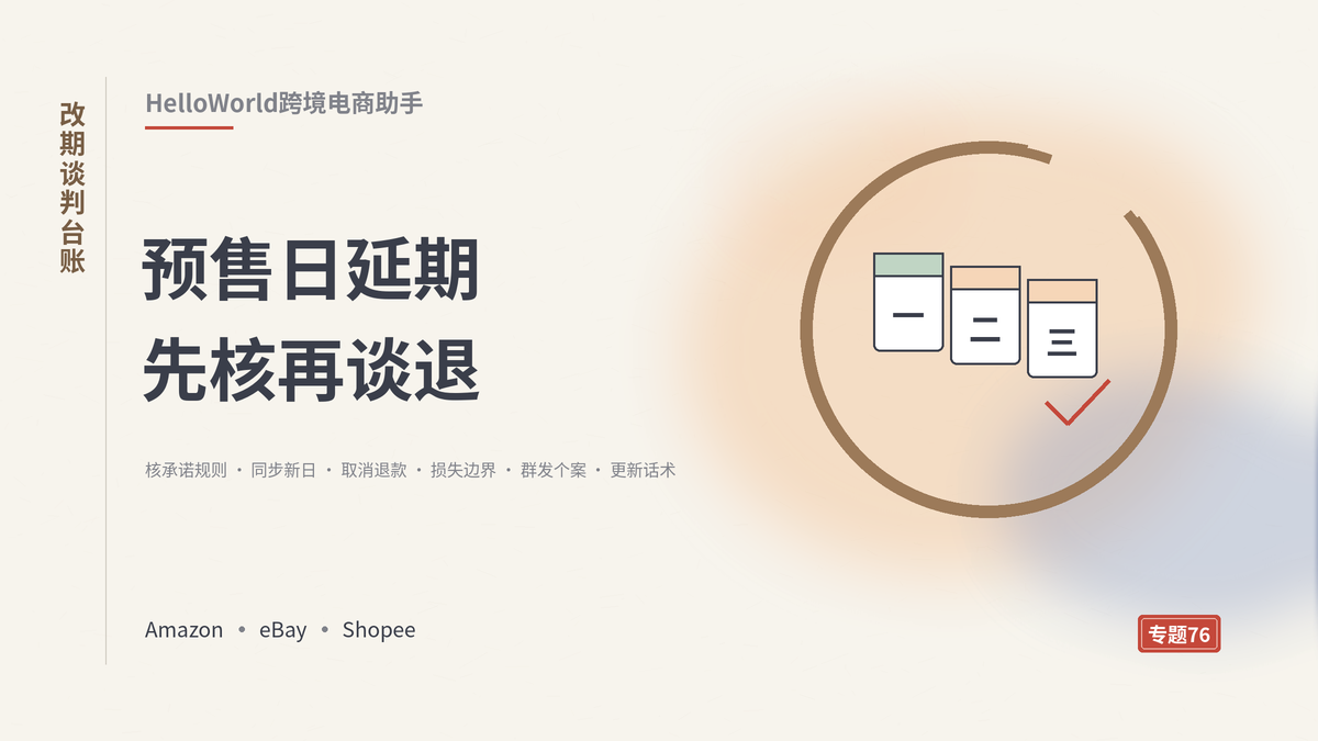 HelloWorld跨境电商助手改期谈判台账封面示意
