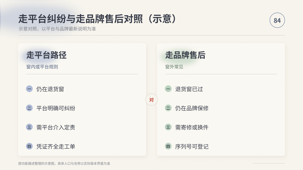 HelloWorld跨境电商助手平台纠纷与品牌售后双轨对照示意