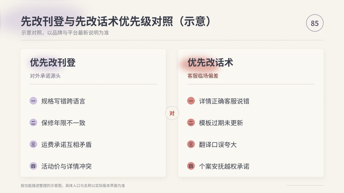 HelloWorld跨境电商助手先改刊登与先改话术优先级对照示意