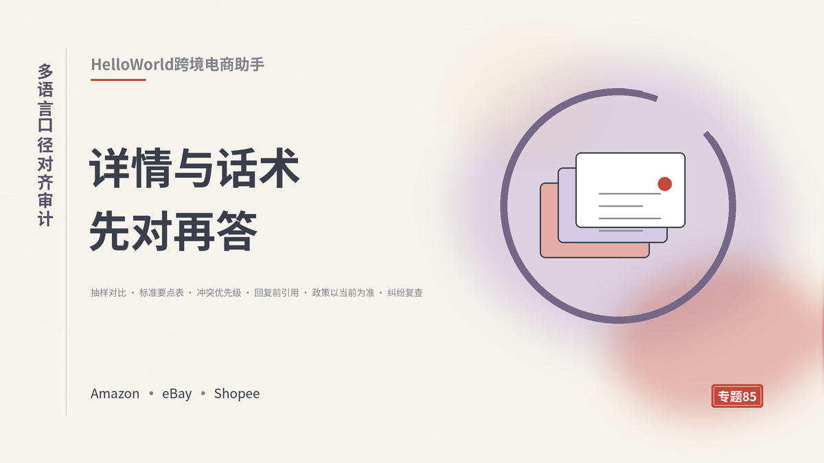 HelloWorld跨境电商助手多语言口径对齐审计封面示意
