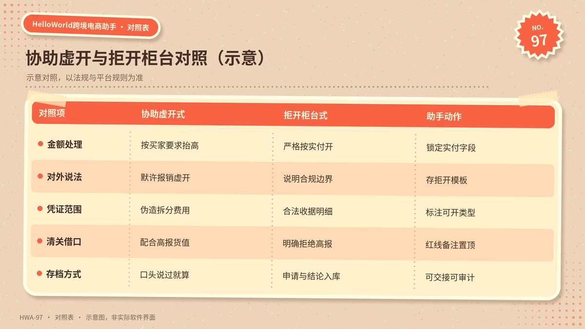 HelloWorld跨境电商助手整单全退与分票理赔对照示意